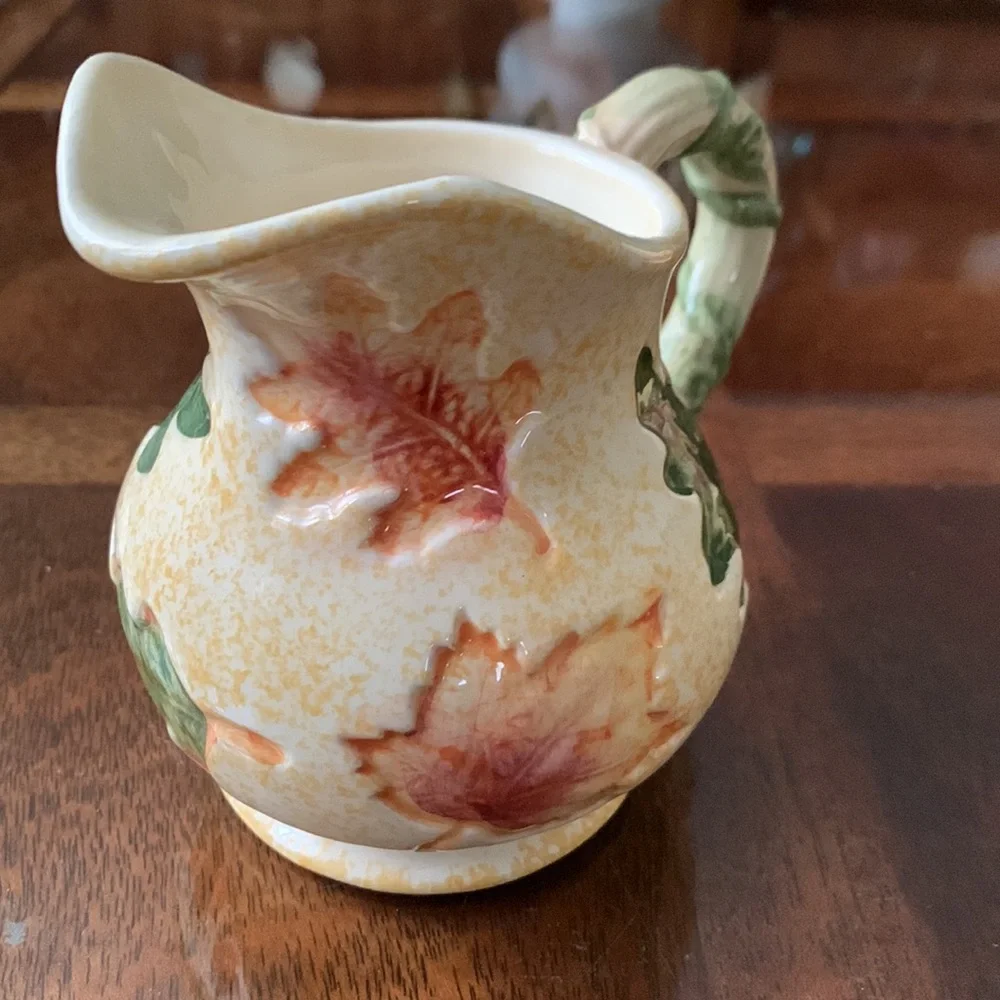 Oxford Elite Maple Leaf Creamer Pitcher & Sugar Bowl Fall Autumn Thanksgiving